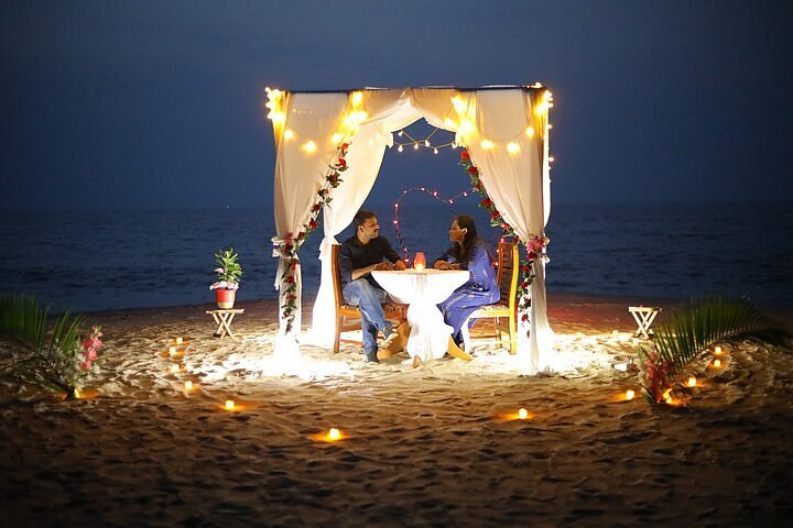 Romantic beachside dinner setup Havelock Island