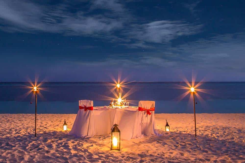 Candle light dinner setting in Andaman