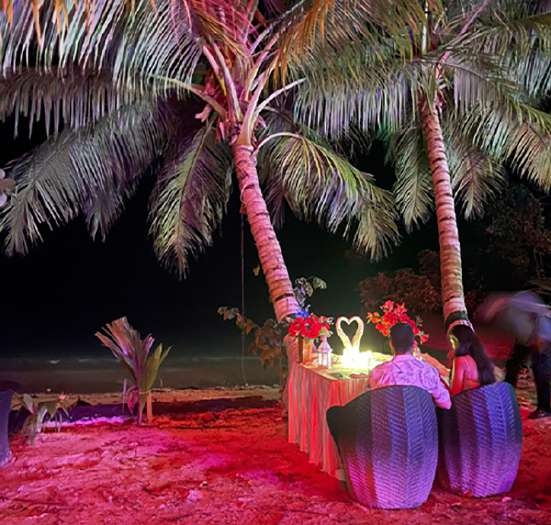 Romantic candle light dinner Andaman evening